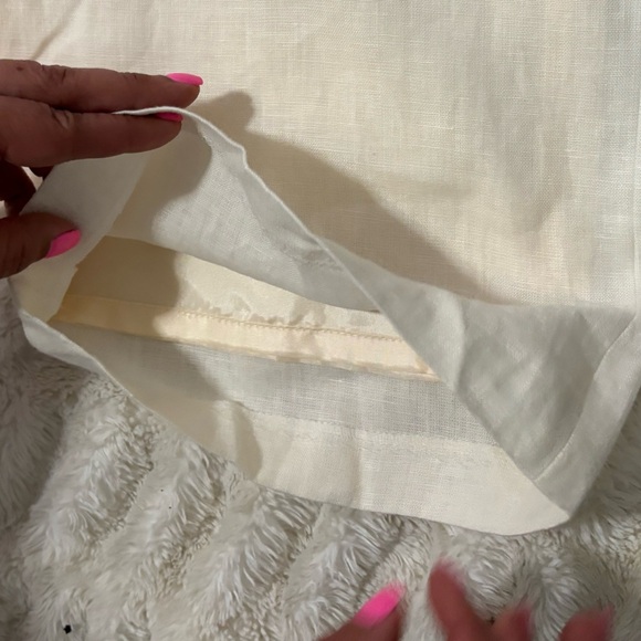 RENAISSANCE AVOCA Women’s Linen Cream Wide Leg High-Rise Pants - Picture 10 of 16